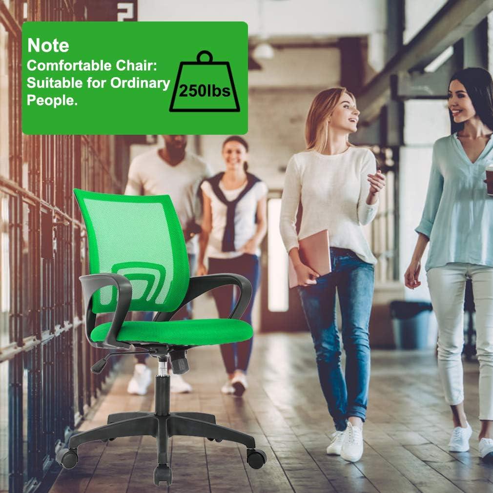 image:imageBestOffice Ergonomic Office Chair MidBack Swivel Desk Chair Breathable Backrest amp Lumbar Support Adjustable Height Sponge Seat Rolling Wheels Black for Adults amp WomenGreen