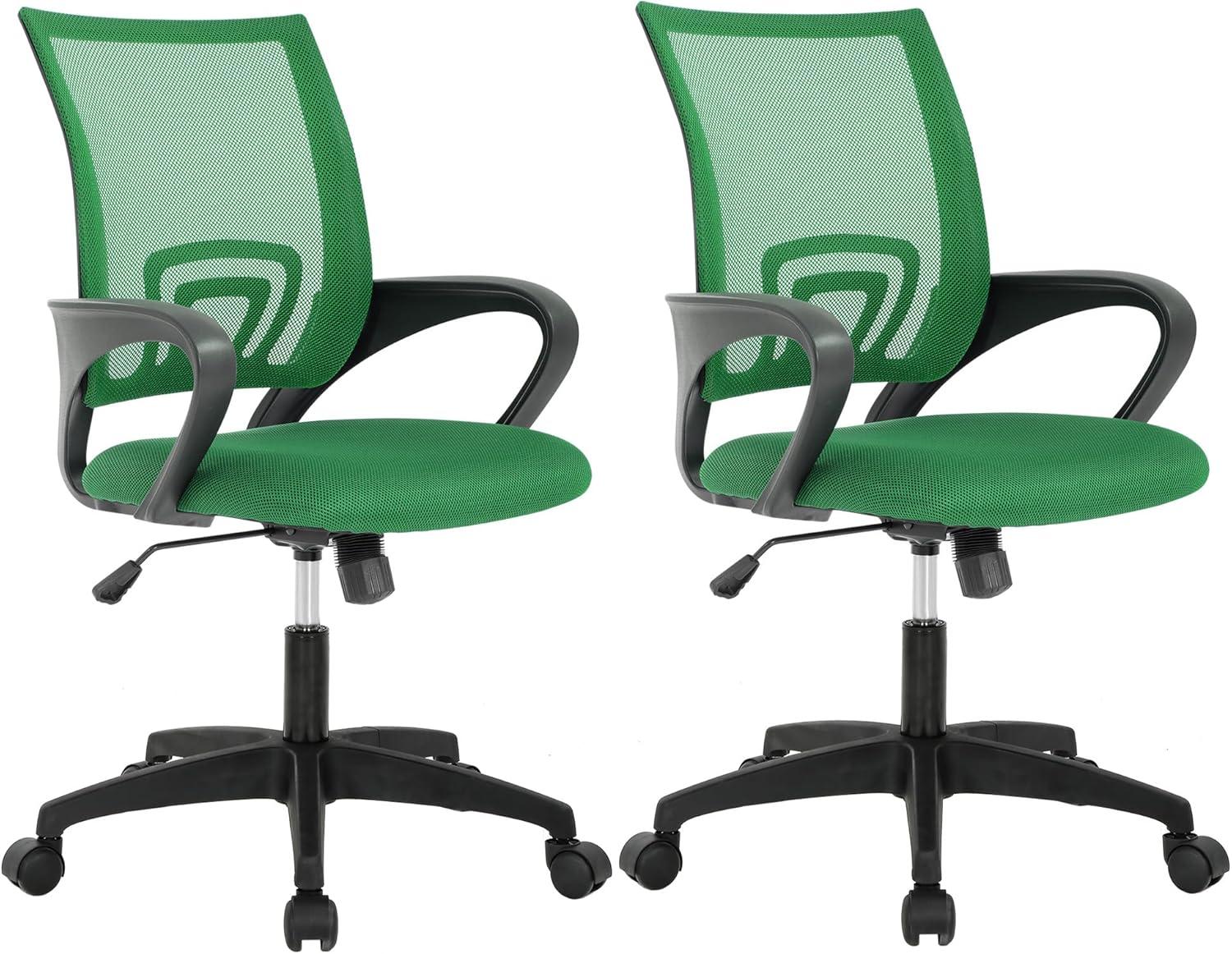 image:imageBestOffice Ergonomic Office Chair MidBack Swivel Desk Chair Breathable Backrest amp Lumbar Support Adjustable Height Sponge Seat Rolling Wheels Black for Adults amp WomenGreen