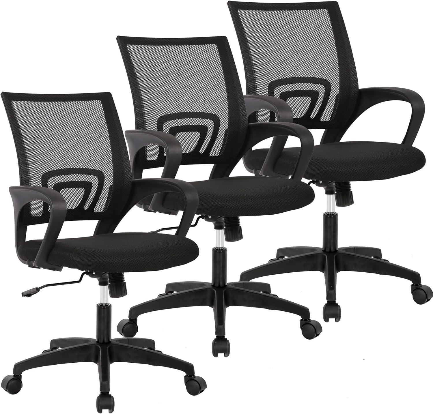 image:imageBestOffice Ergonomic Office Chair MidBack Swivel Desk Chair Breathable Backrest amp Lumbar Support Adjustable Height Sponge Seat Rolling Wheels Black for Adults amp WomenBlack