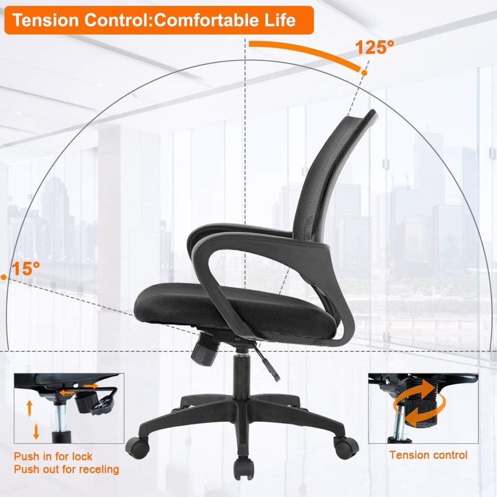 image:imageBestOffice Ergonomic Office Chair MidBack Swivel Desk Chair Breathable Backrest amp Lumbar Support Adjustable Height Sponge Seat Rolling Wheels Black for Adults amp WomenBlack