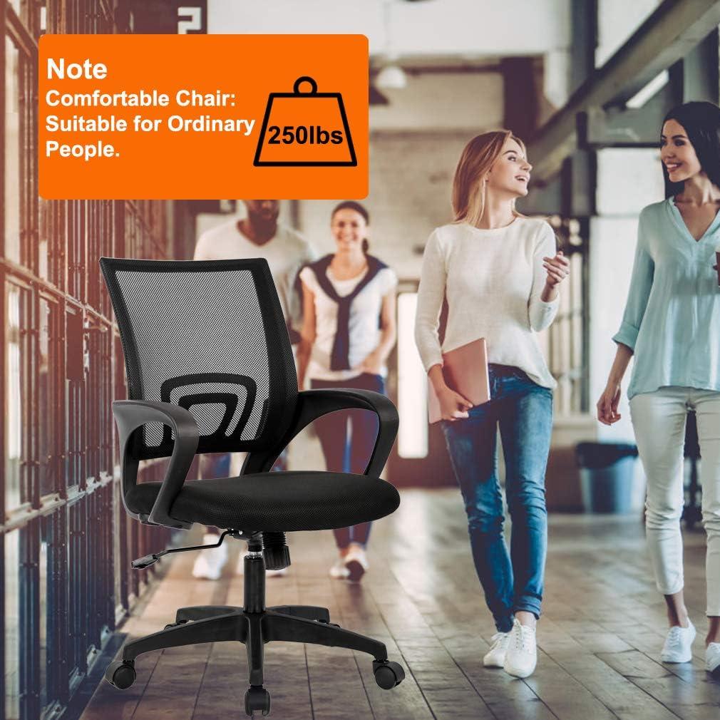 image:imageBestOffice Ergonomic Office Chair MidBack Swivel Desk Chair Breathable Backrest amp Lumbar Support Adjustable Height Sponge Seat Rolling Wheels Black for Adults amp WomenBlack