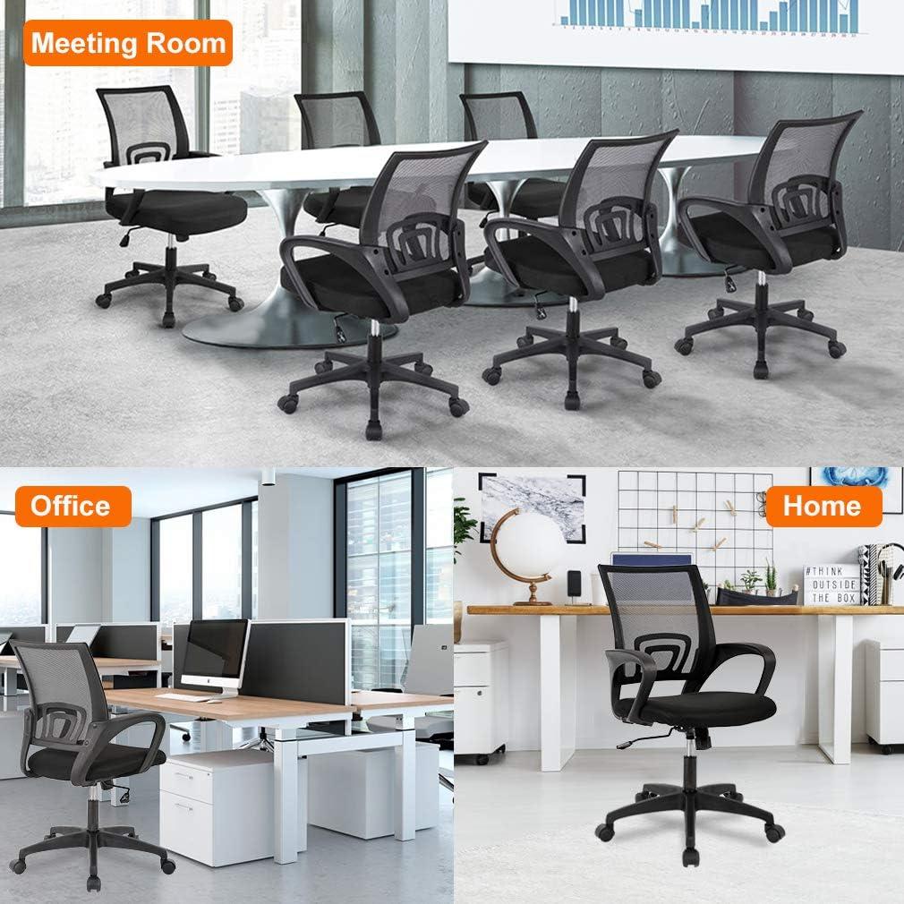 image:imageBestOffice Ergonomic Office Chair MidBack Swivel Desk Chair Breathable Backrest amp Lumbar Support Adjustable Height Sponge Seat Rolling Wheels Black for Adults amp WomenBlack