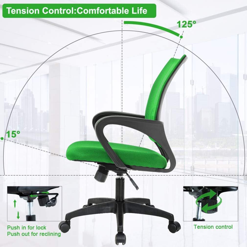 image:imageBestOffice Ergonomic Office Chair MidBack Swivel Desk Chair Breathable Backrest amp Lumbar Support Adjustable Height Sponge Seat Rolling Wheels Black for Adults amp WomenGreen