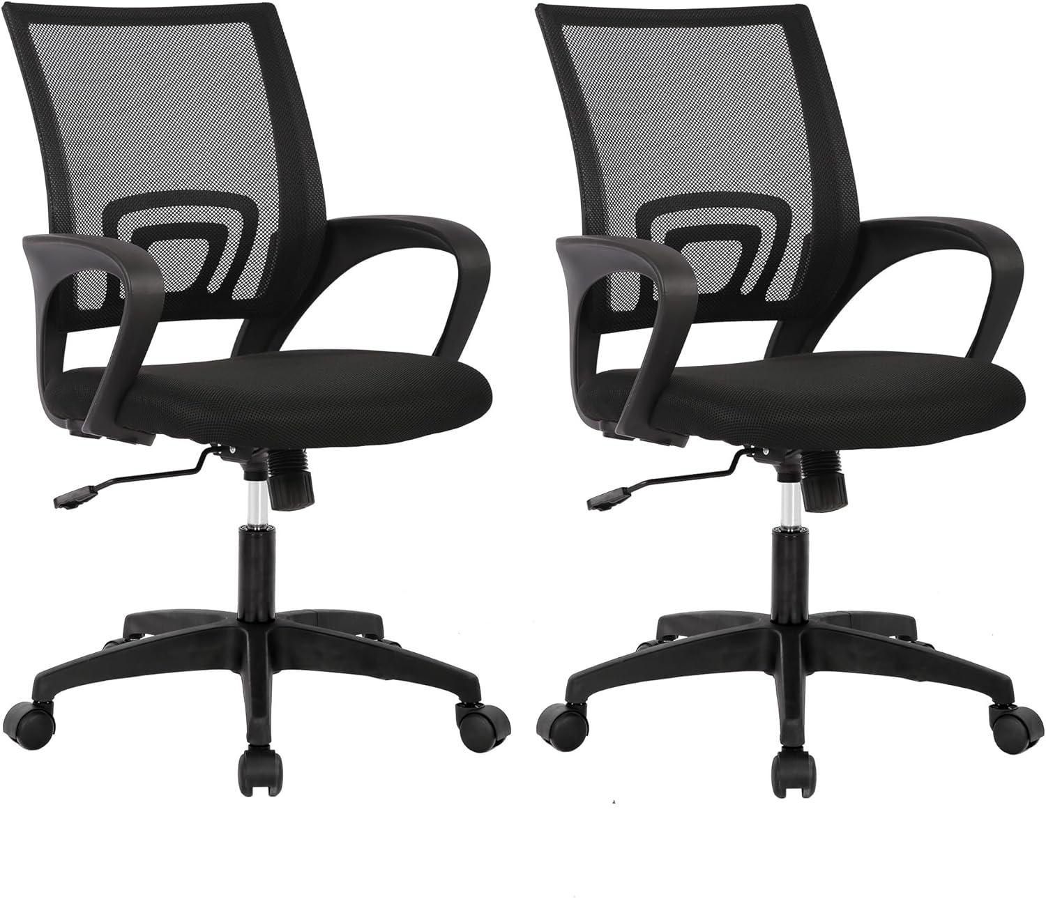 image:imageBestOffice Ergonomic Office Chair MidBack Swivel Desk Chair Breathable Backrest amp Lumbar Support Adjustable Height Sponge Seat Rolling Wheels Black for Adults amp WomenBlack