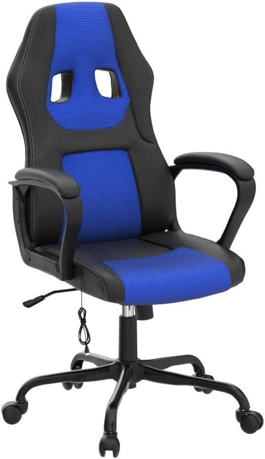 image:imageBestOffice Adjustable Ergonomic Gaming Chair PU Leather Office Desk Chair with Massage Lumbar Support Headrest amp Rolling Swivel for Adults BlackBlue