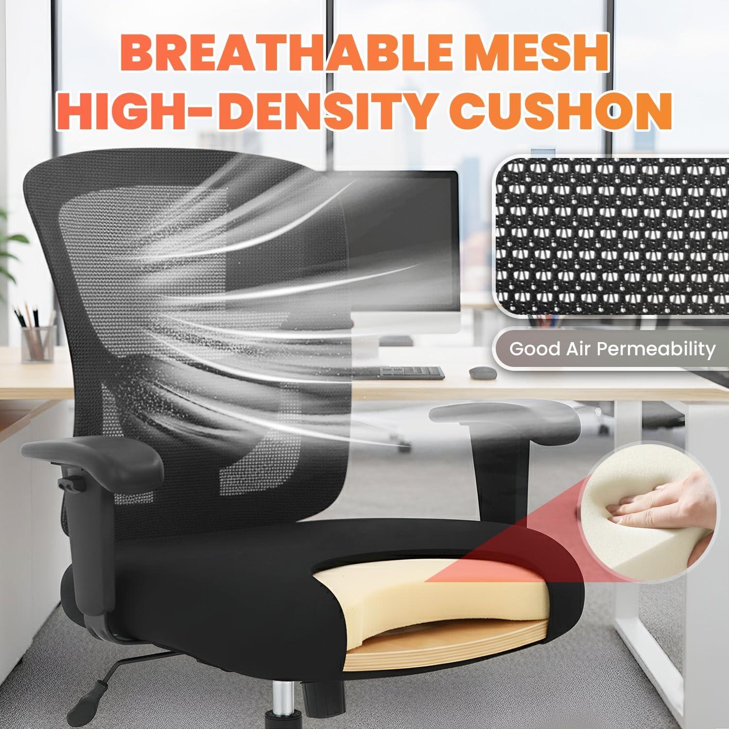 image:imageBestOffice Big and Tall Office Chair 500lbs Desk Chair Mesh Computer Chair with Lumbar Support Wide Seat High BackBlack