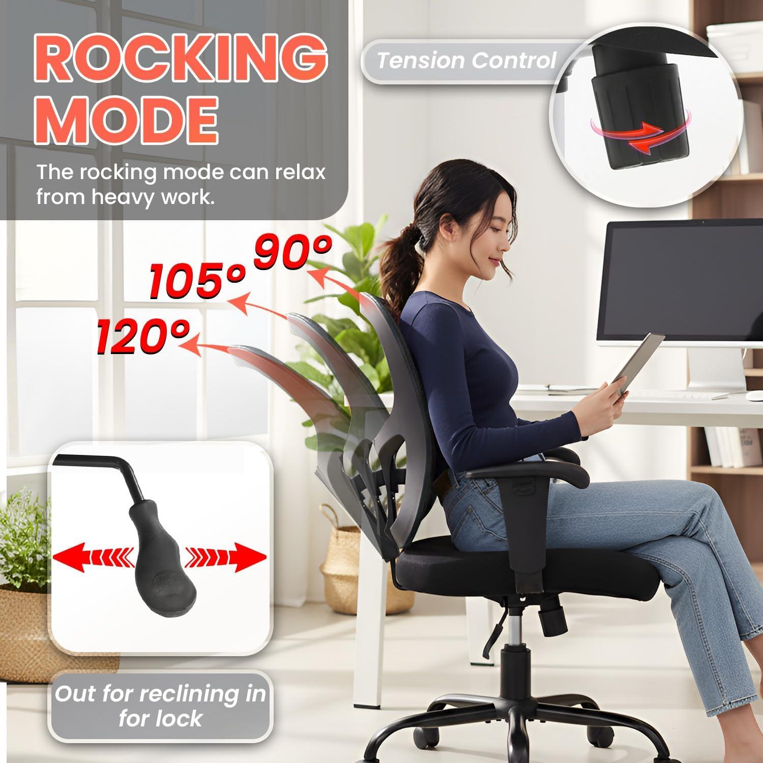 image:imageBestOffice Big and Tall Office Chair 500lbs Desk Chair Mesh Computer Chair with Lumbar Support Wide Seat High BackBlack