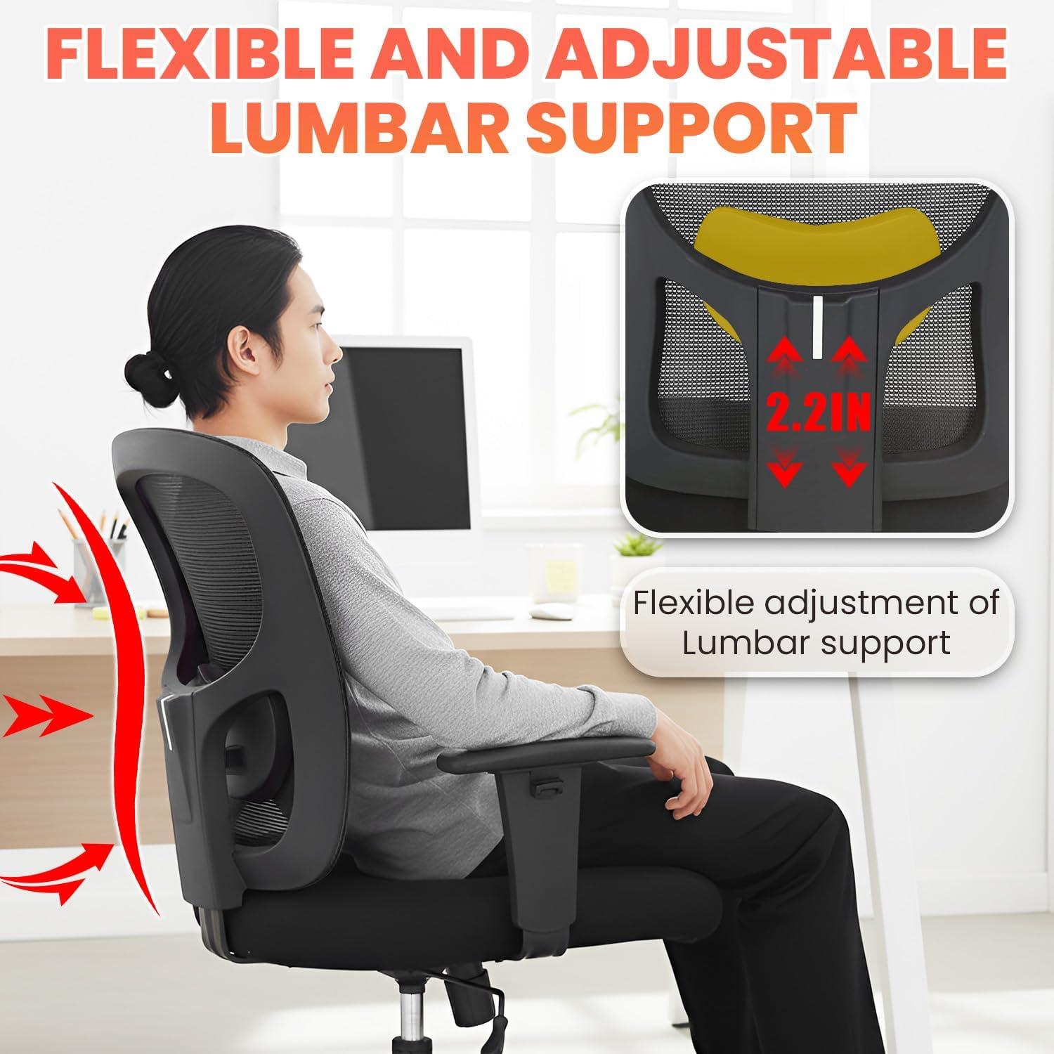 image:imageBestOffice Big and Tall Office Chair 500lbs Desk Chair Mesh Computer Chair with Lumbar Support Wide Seat High BackBlack