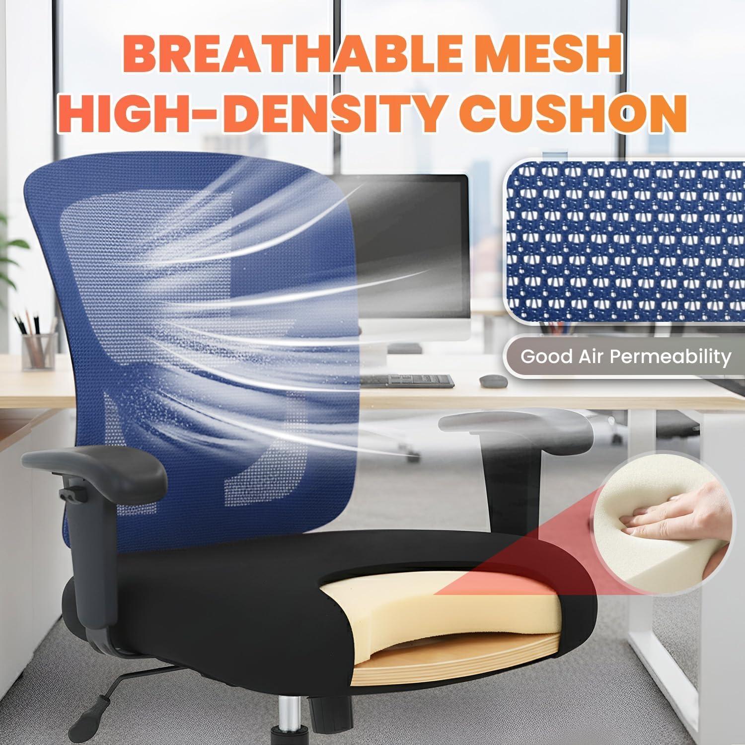 image:imageBestOffice Big and Tall Office Chair 500lbs Desk Chair Mesh Computer Chair with Lumbar Support Wide Seat High BackBlue