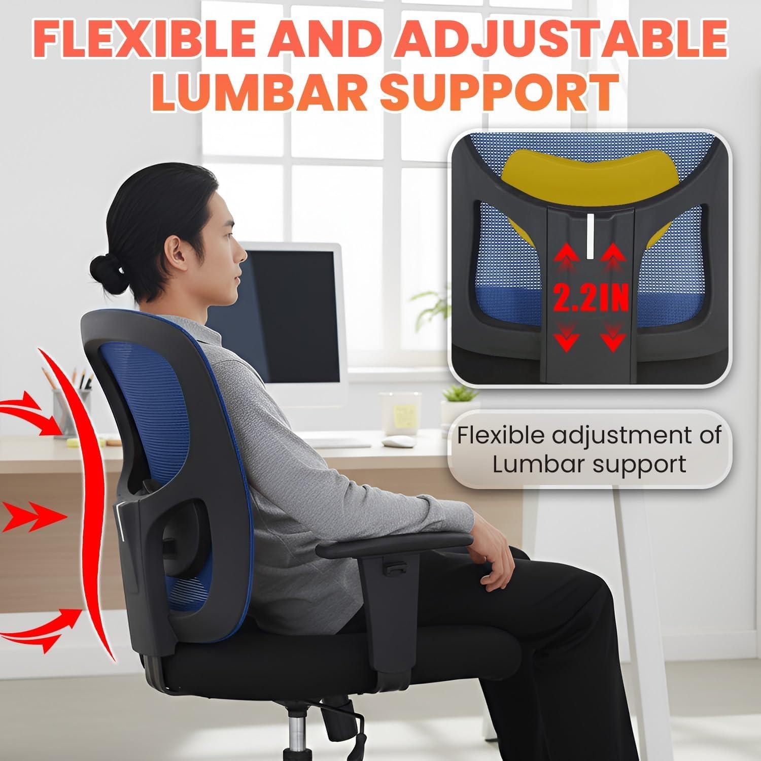image:imageBestOffice Big and Tall Office Chair 500lbs Desk Chair Mesh Computer Chair with Lumbar Support Wide Seat High BackBlue