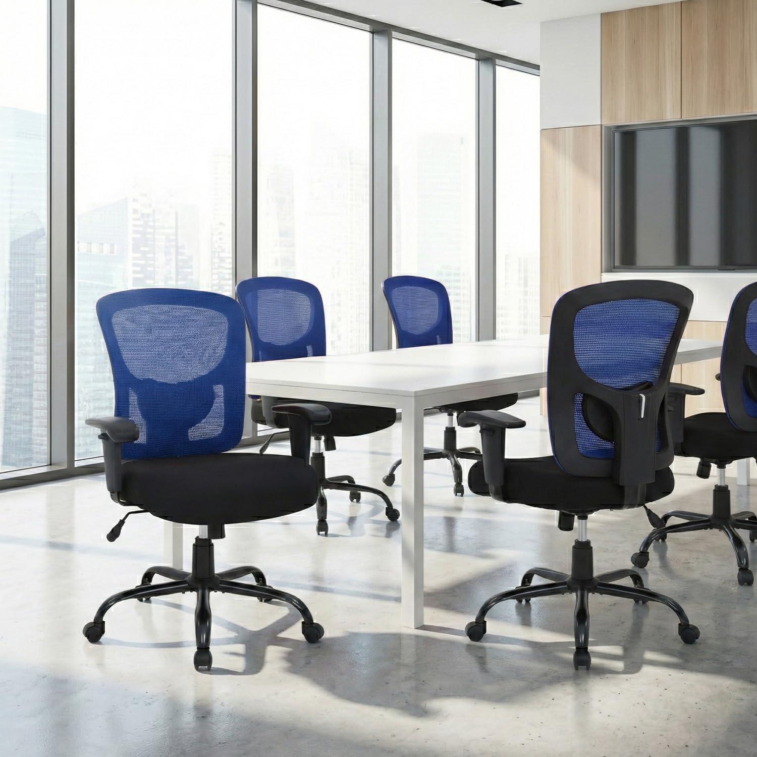 image:imageBestOffice Big and Tall Office Chair 500lbs Desk Chair Mesh Computer Chair with Lumbar Support Wide Seat High BackBlue