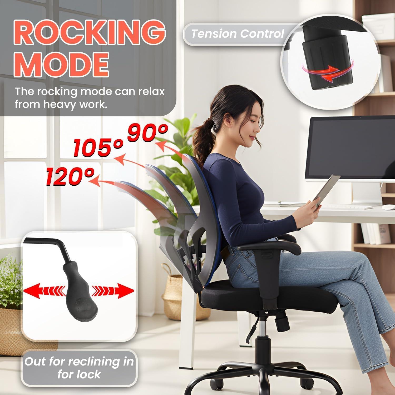 image:imageBestOffice Big and Tall Office Chair 500lbs Desk Chair Mesh Computer Chair with Lumbar Support Wide Seat High BackBlue