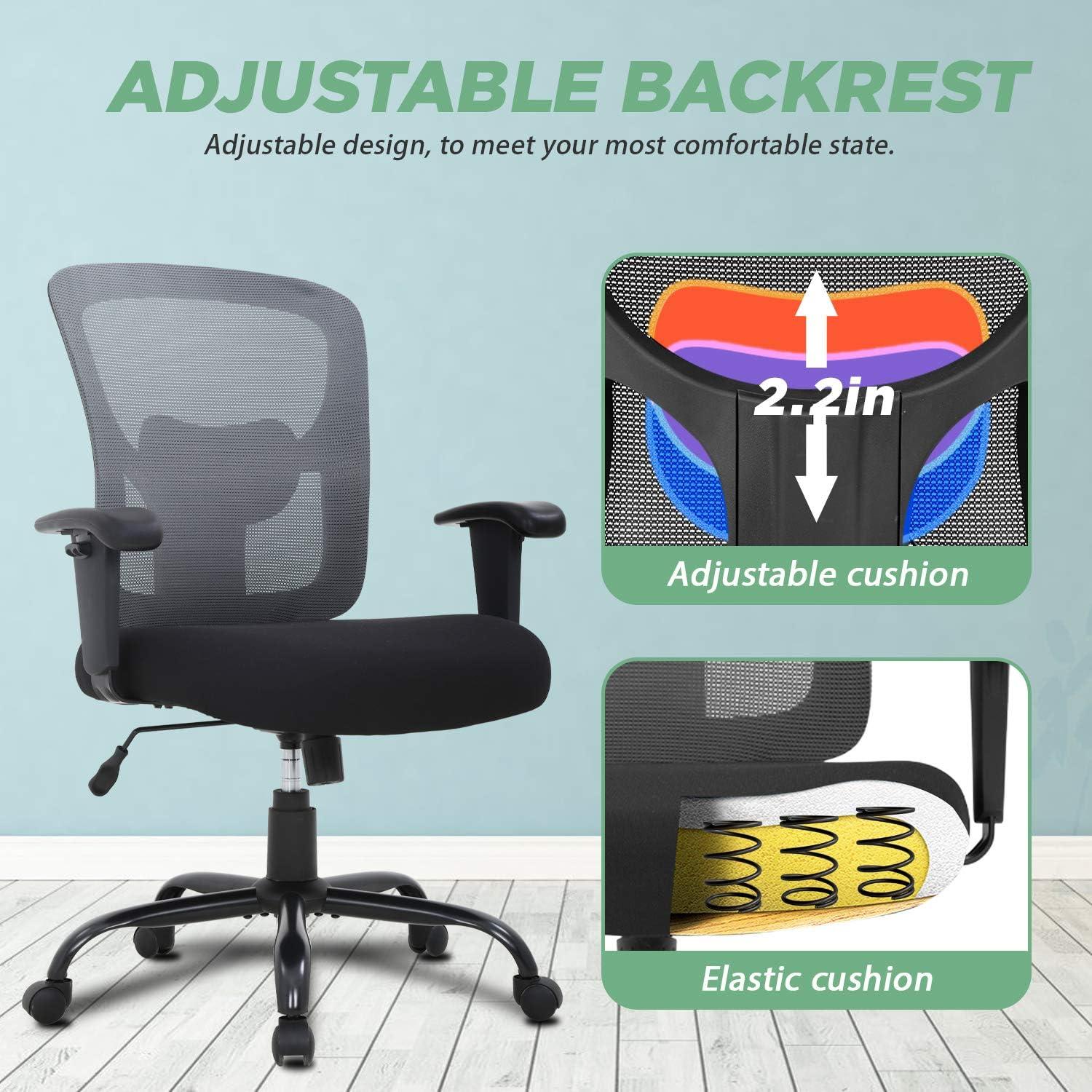 image:imageBestOffice Big and Tall Office Chair 500lbs Desk Chair Mesh Computer Chair with Lumbar Support Wide Seat High BackGrey