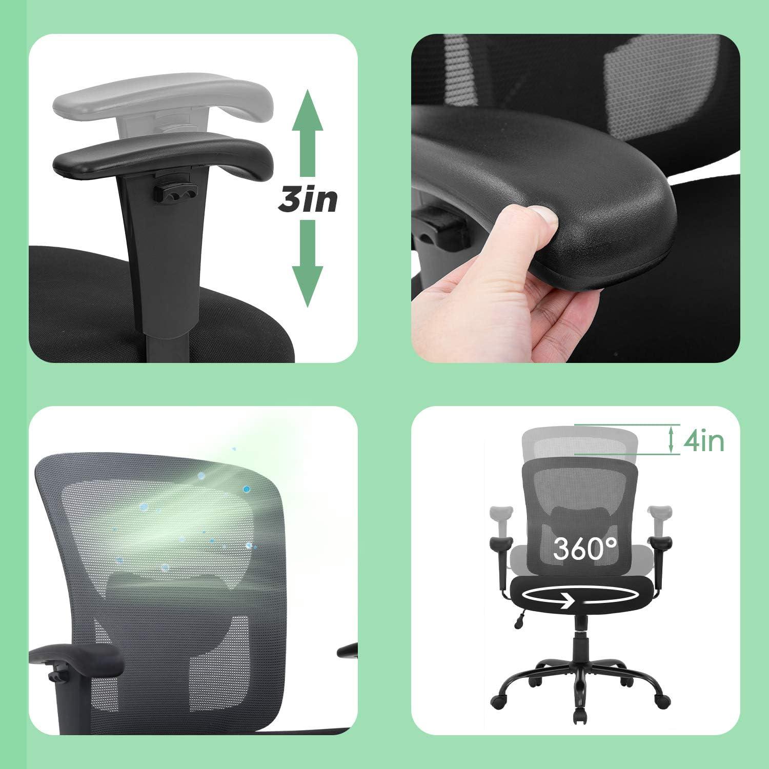 image:imageBestOffice Big and Tall Office Chair 500lbs Desk Chair Mesh Computer Chair with Lumbar Support Wide Seat High BackGrey