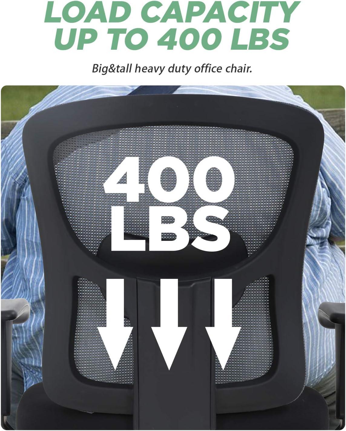 image:imageBestOffice Big and Tall Office Chair 500lbs Desk Chair Mesh Computer Chair with Lumbar Support Wide Seat High BackGrey
