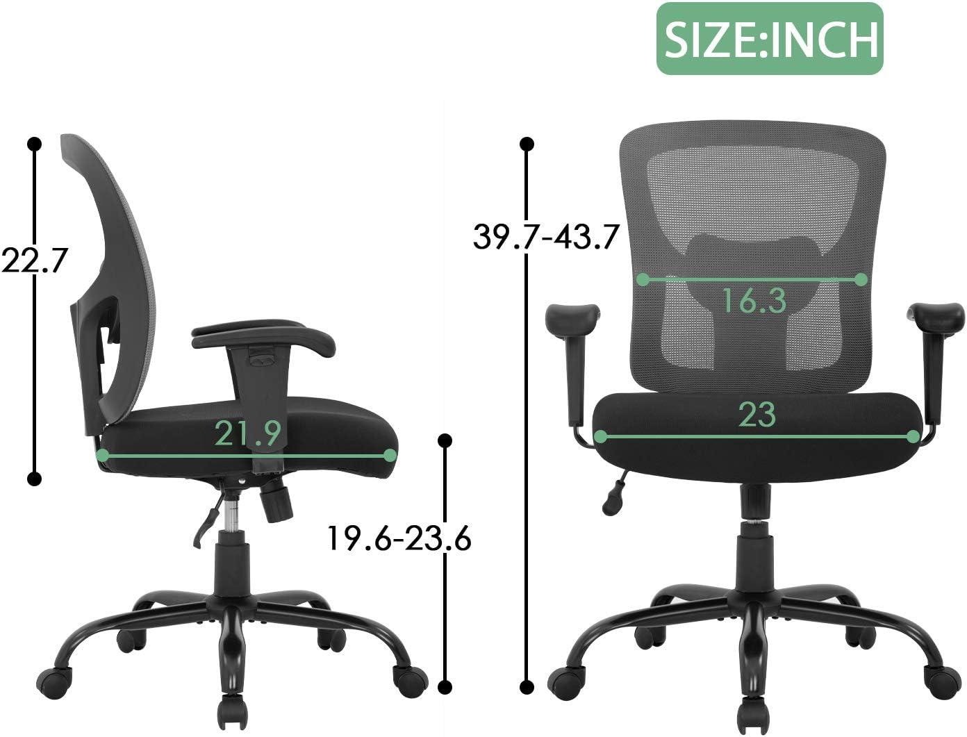 image:imageBestOffice Big and Tall Office Chair 500lbs Desk Chair Mesh Computer Chair with Lumbar Support Wide Seat High BackGrey