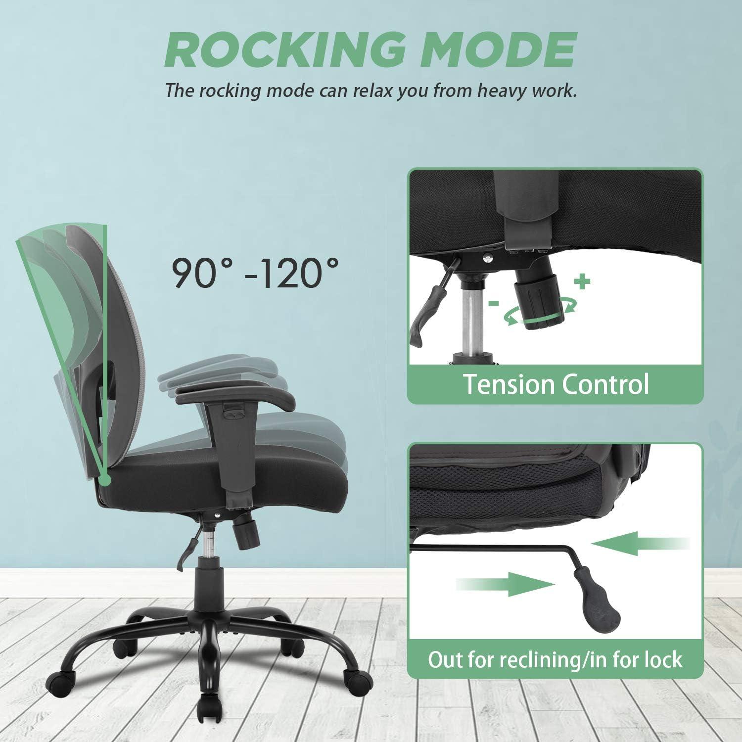 image:imageBestOffice Big and Tall Office Chair 500lbs Desk Chair Mesh Computer Chair with Lumbar Support Wide Seat High BackGrey