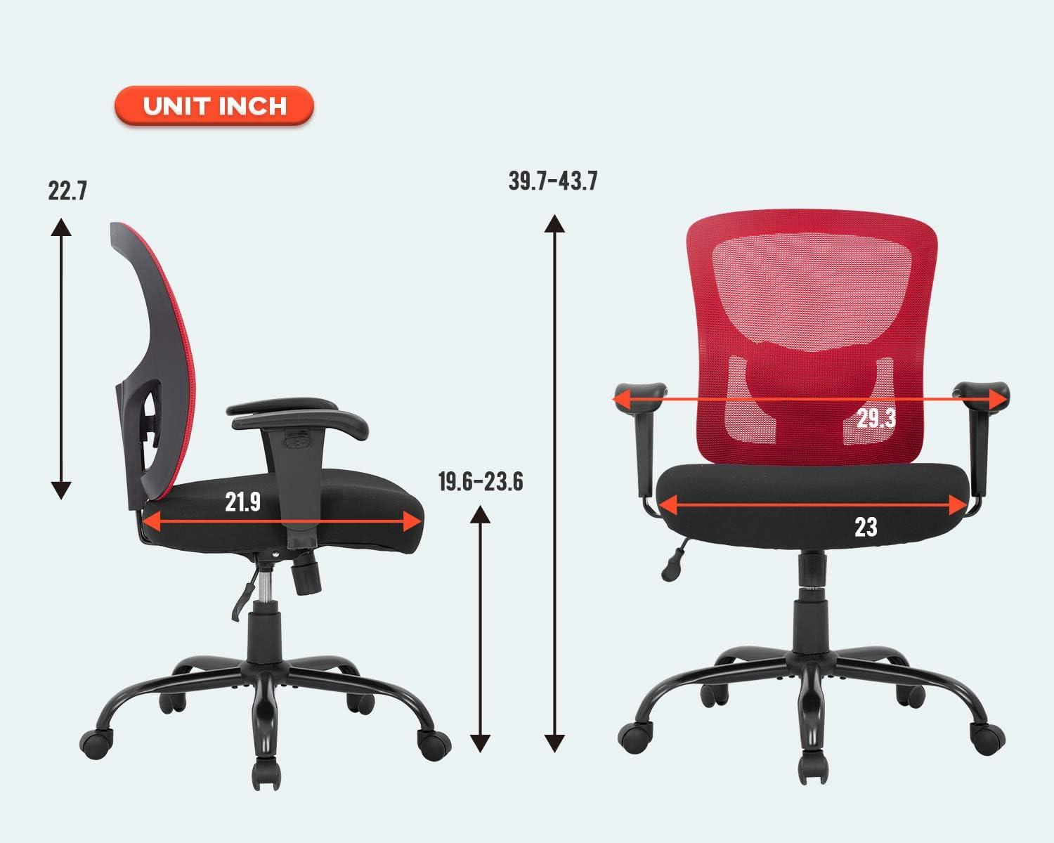 image:imageBestOffice Big and Tall Office Chair 500lbs Desk Chair Mesh Computer Chair with Lumbar Support Wide Seat High BackRed