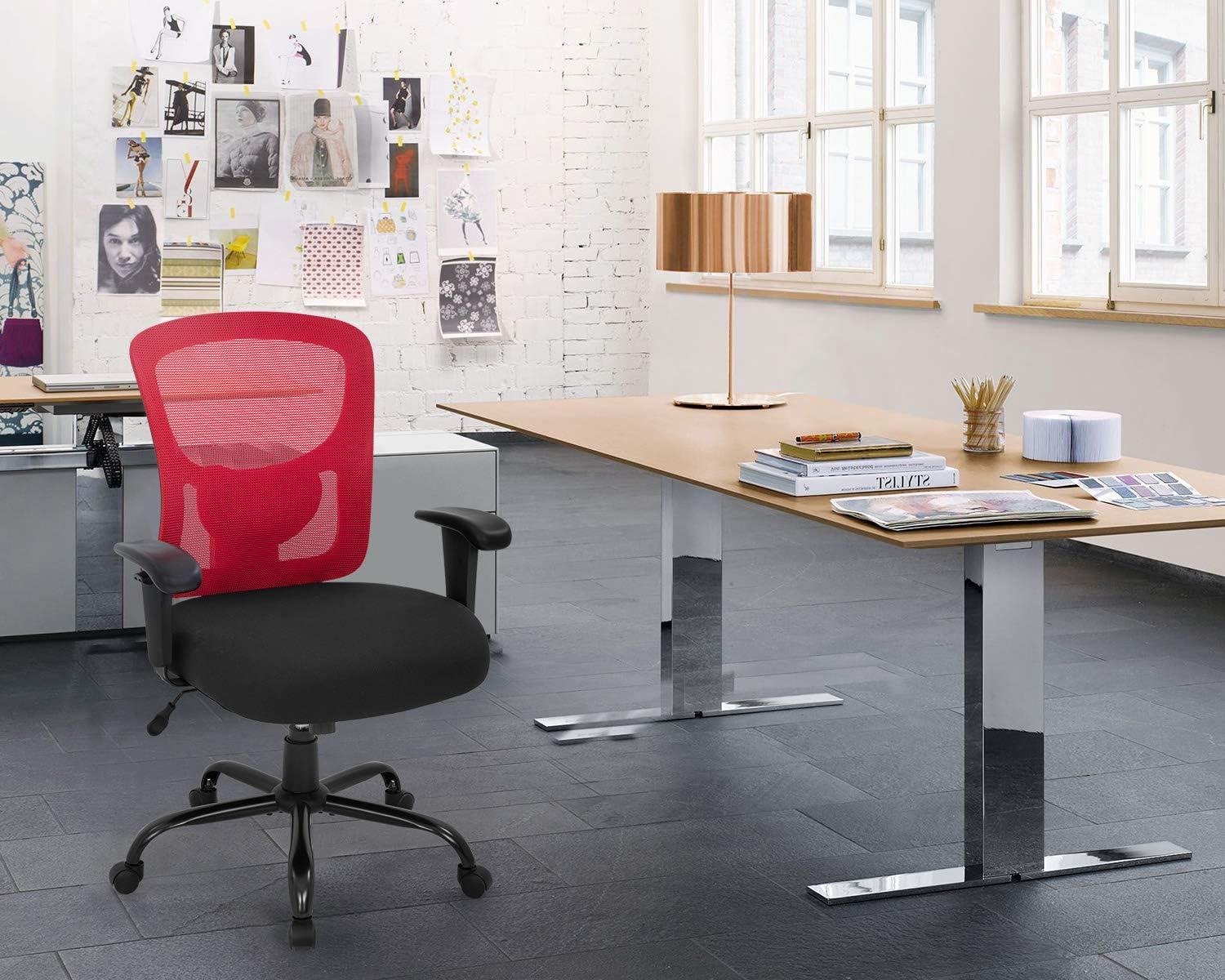 image:imageBestOffice Big and Tall Office Chair 500lbs Desk Chair Mesh Computer Chair with Lumbar Support Wide Seat High BackRed