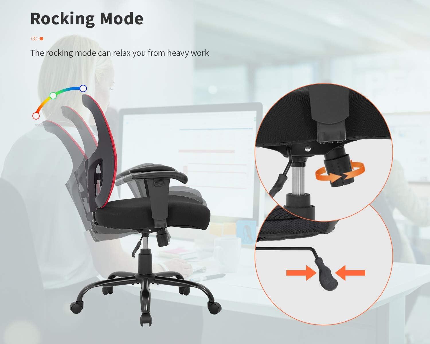 image:imageBestOffice Big and Tall Office Chair 500lbs Desk Chair Mesh Computer Chair with Lumbar Support Wide Seat High BackRed