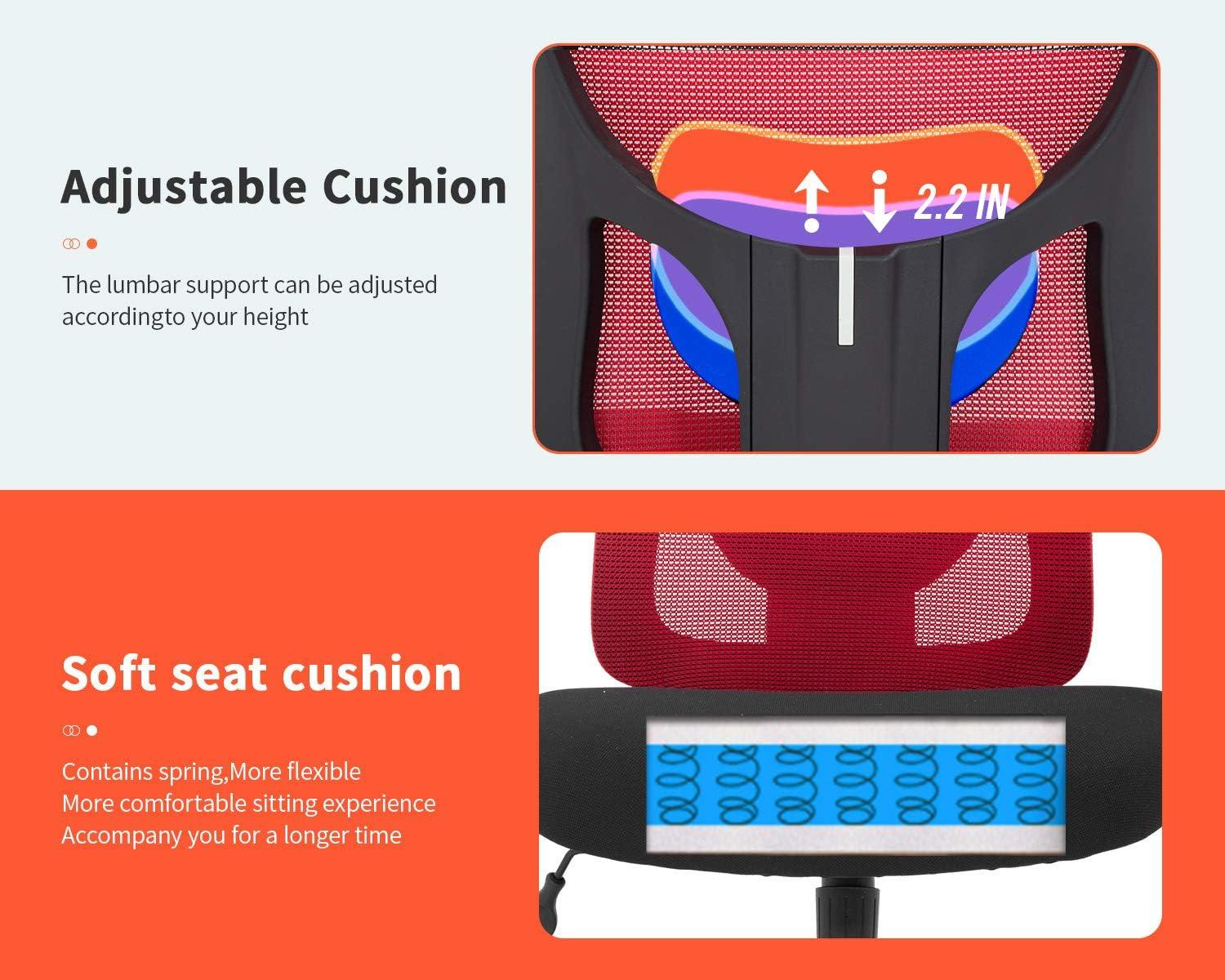 image:imageBestOffice Big and Tall Office Chair 500lbs Desk Chair Mesh Computer Chair with Lumbar Support Wide Seat High BackRed
