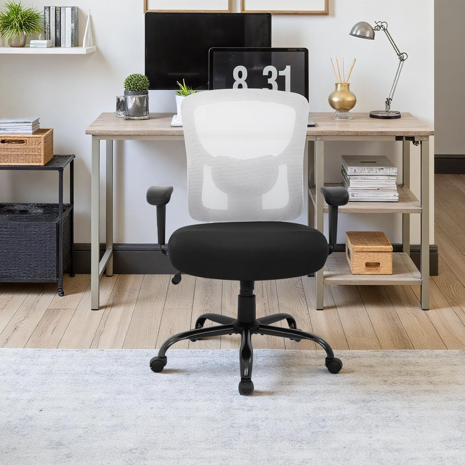 image:imageBestOffice Big and Tall Office Chair 500lbs Desk Chair Mesh Computer Chair with Lumbar Support Wide Seat High BackWhite