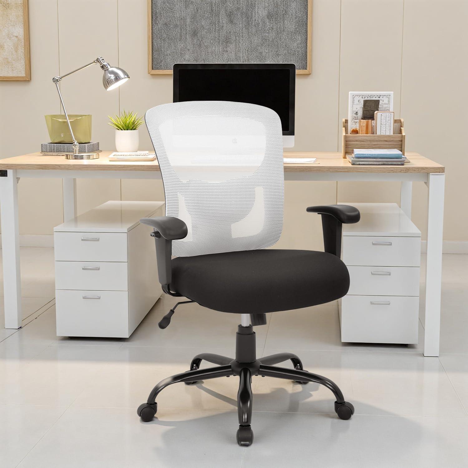 image:imageBestOffice Big and Tall Office Chair 500lbs Desk Chair Mesh Computer Chair with Lumbar Support Wide Seat High BackWhite