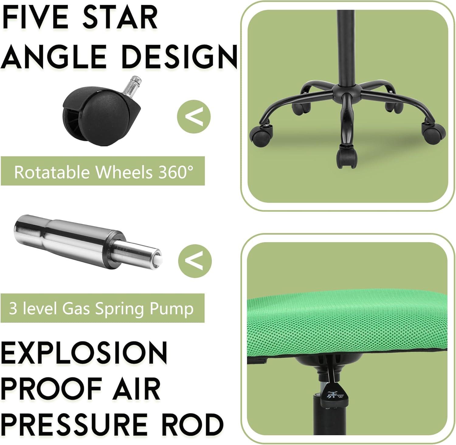 image:imageBestOffice Ergonomic Office Chair Desk Chair Mesh Computer Chair Armless Back Support Modern Executive Rolling Swivel Chair with Lumbar SupportBlackGreen