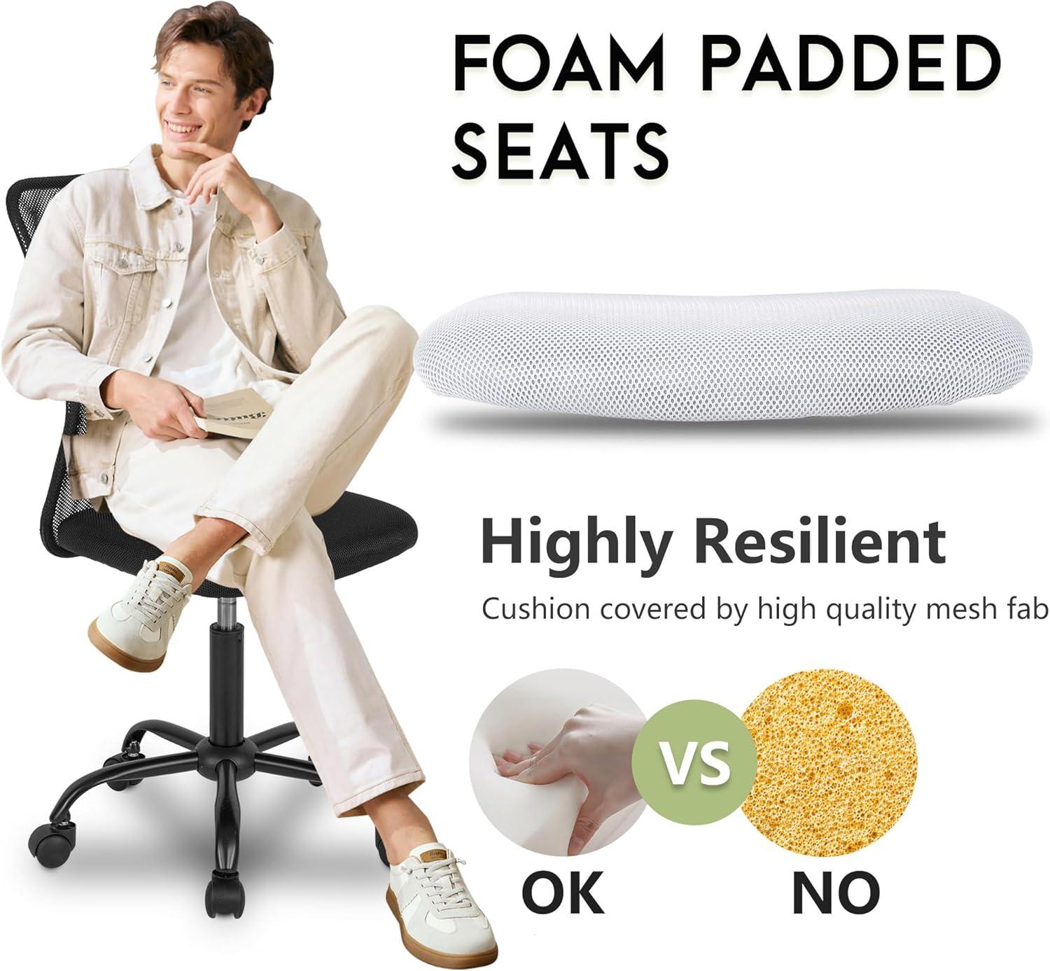 image:imageBestOffice Ergonomic Office Chair Desk Chair Mesh Computer Chair Armless Back Support Modern Executive Rolling Swivel Chair with Lumbar SupportBlackWhite