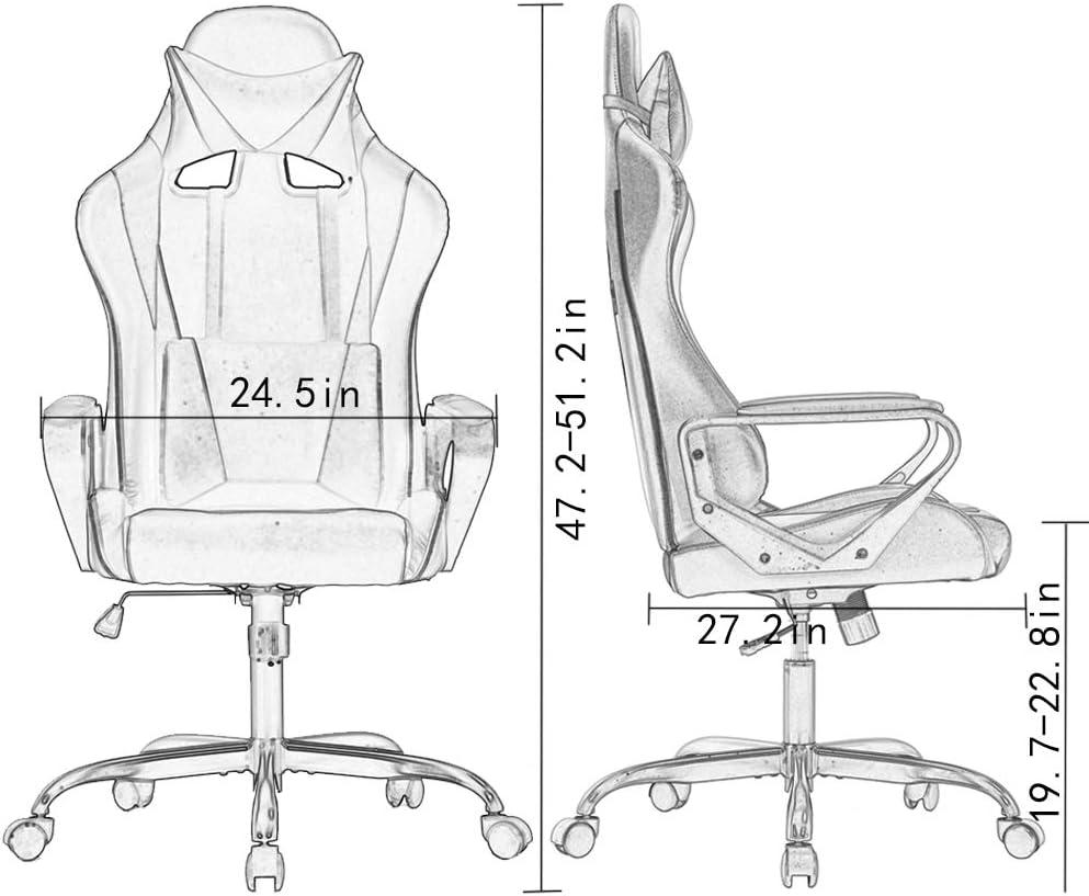 image:imageBestOffice HighBack Gaming Chair PC Office Chair Computer Racing Chair PU Desk Task Chair Ergonomic Executive Swivel Rolling Chair with Lumbar Support for Back Pain Women MenWhiteBlack