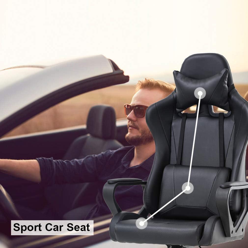 image:imageBestOffice HighBack Gaming Chair PC Office Chair Computer Racing Chair PU Desk Task Chair Ergonomic Executive Swivel Rolling Chair with Lumbar Support for Back Pain Women MenWhiteBlack