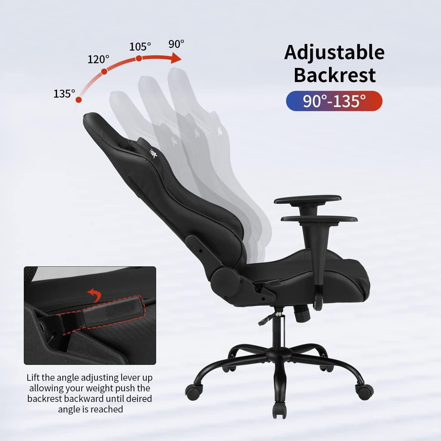 image:imageBestOffice HighBack Gaming Chair PC Office Chair Computer Racing Chair PU Desk Task Chair Ergonomic Executive Swivel Rolling Chair with Lumbar Support for Back Pain Women MenWhiteBlack