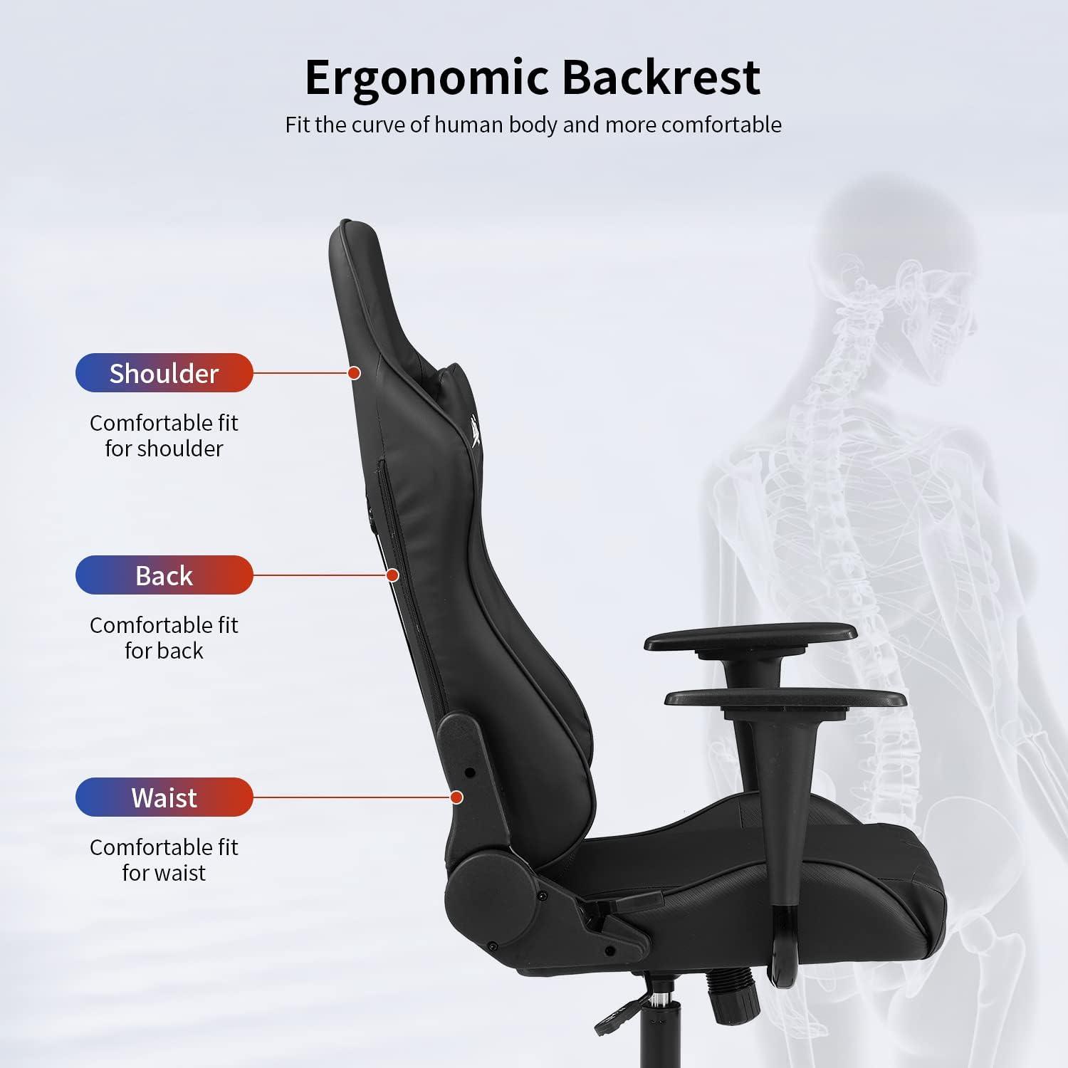image:imageBestOffice HighBack Gaming Chair PC Office Chair Computer Racing Chair PU Desk Task Chair Ergonomic Executive Swivel Rolling Chair with Lumbar Support for Back Pain Women MenWhiteBlack