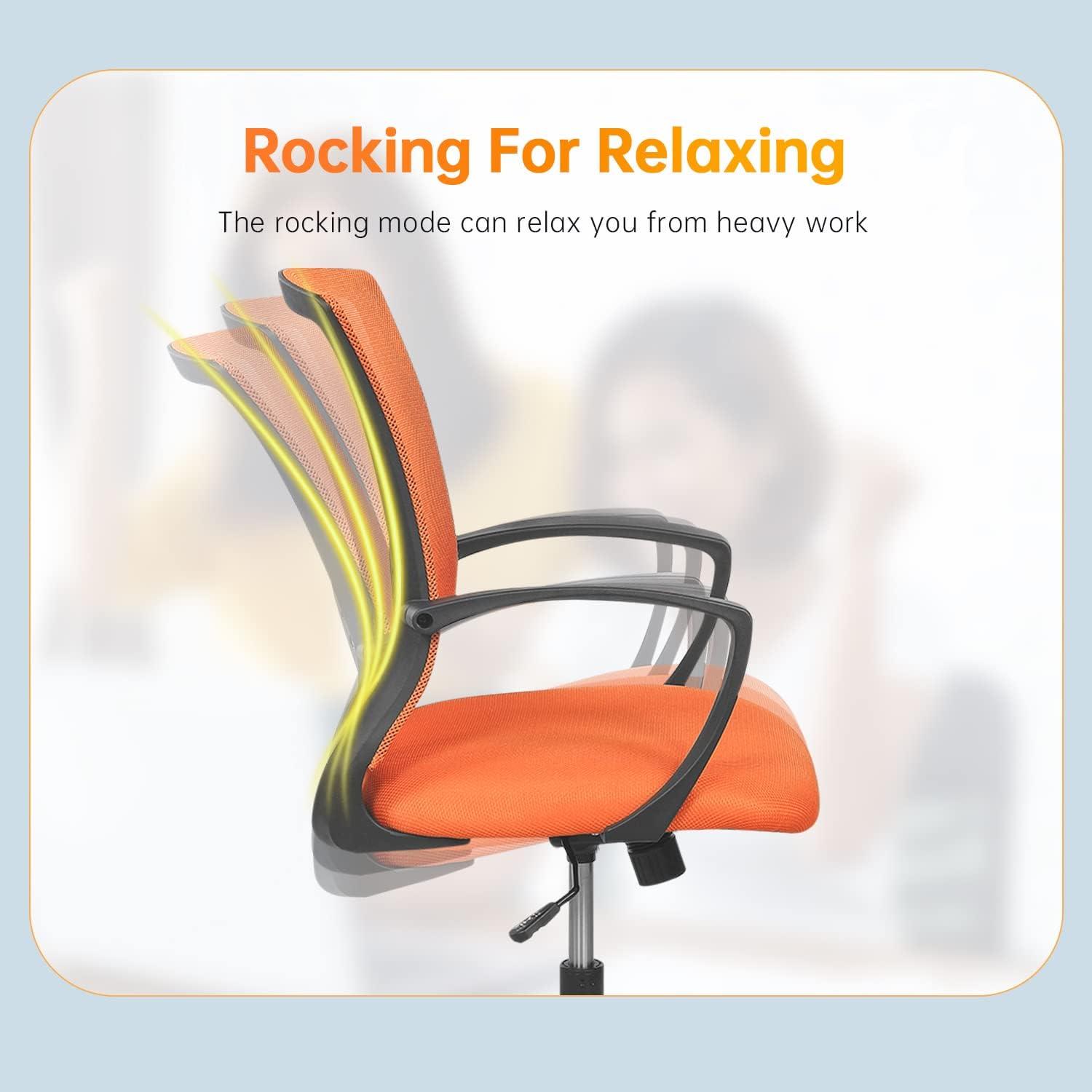 image:imageBestOffice Office Chair Ergonomic Desk Chair Mesh Computer Chair with Lumbar Support Armrest Mid Back Rolling Swivel Adjustable Task Chair for Women Adults BlackOrange