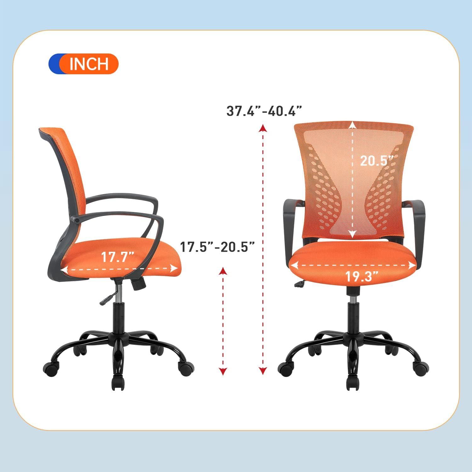 image:imageBestOffice Office Chair Ergonomic Desk Chair Mesh Computer Chair with Lumbar Support Armrest Mid Back Rolling Swivel Adjustable Task Chair for Women Adults BlackOrange