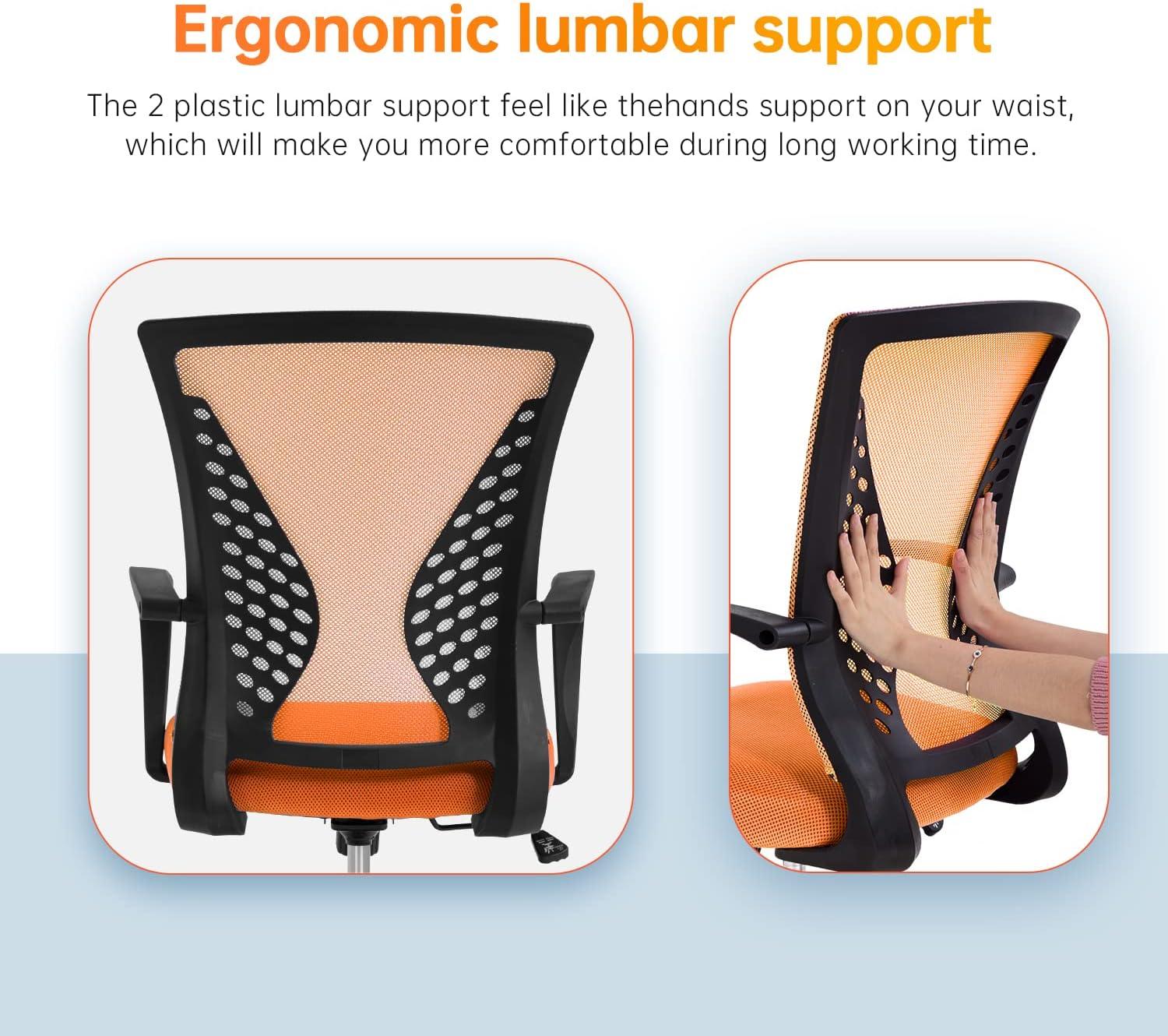 image:imageBestOffice Office Chair Ergonomic Desk Chair Mesh Computer Chair with Lumbar Support Armrest Mid Back Rolling Swivel Adjustable Task Chair for Women Adults BlackOrange