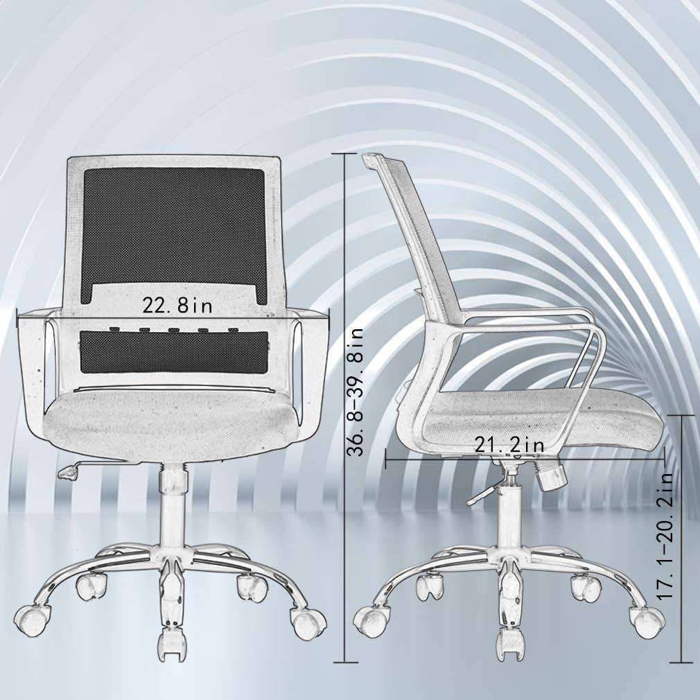 image:imageBestOffice Swivel Rolling Computer Chair Executive Lumbar Support Task Mesh Chair Adjustable Stool for Women Men BlackPink