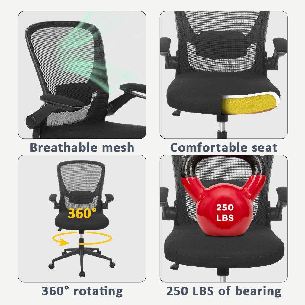 image:imageBig and Tall Office Chair 400lbs Cheap Desk Chair Mesh Computer Chair with Lumbar Support Wide Seat Adjust Arms Rolling Swivel High Back Task Executive Ergonomic Chair for Women MenBlackBlack