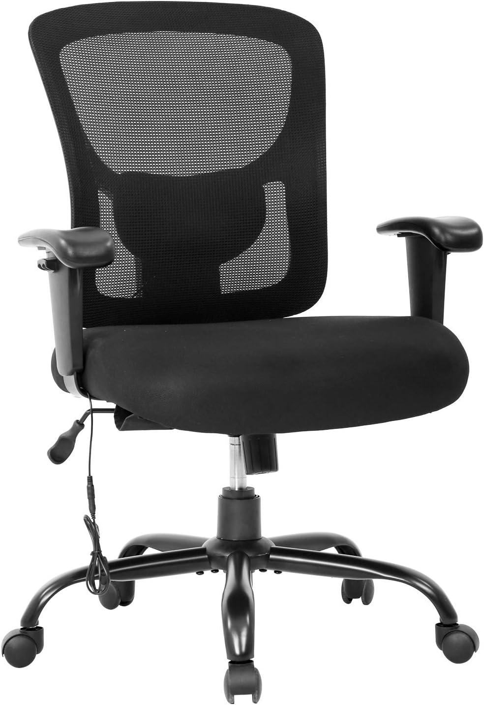 image:imageBig and Tall Office Chair 400lbs Cheap Desk Chair Mesh Computer Chair with Lumbar Support Wide Seat Adjust Arms Rolling Swivel High Back Task Executive Ergonomic Chair for Women MenBlackBlack