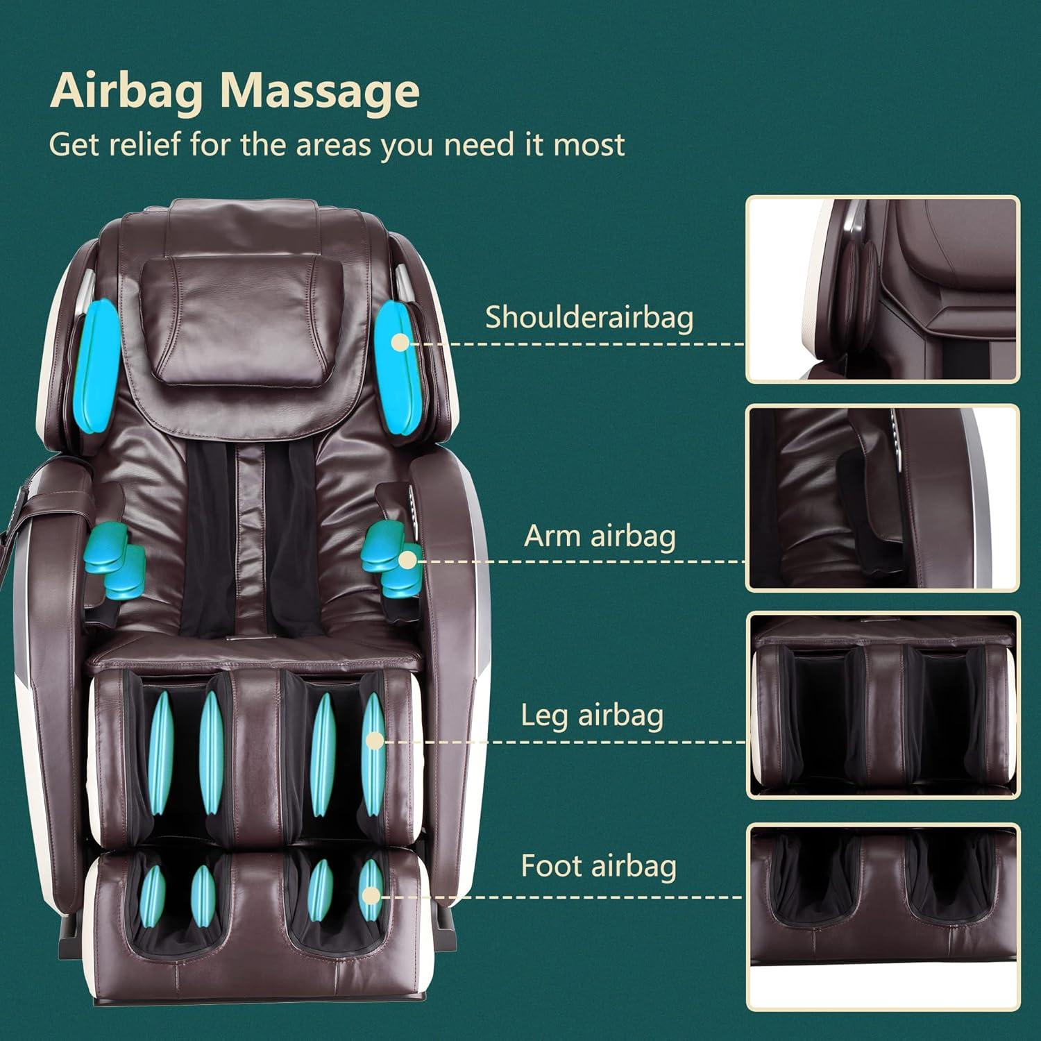 image:imageFull Body Massage Chair Zero Gravity Shiatsu Chair Recliner with Six Programs and Heat Massage ChairBrown