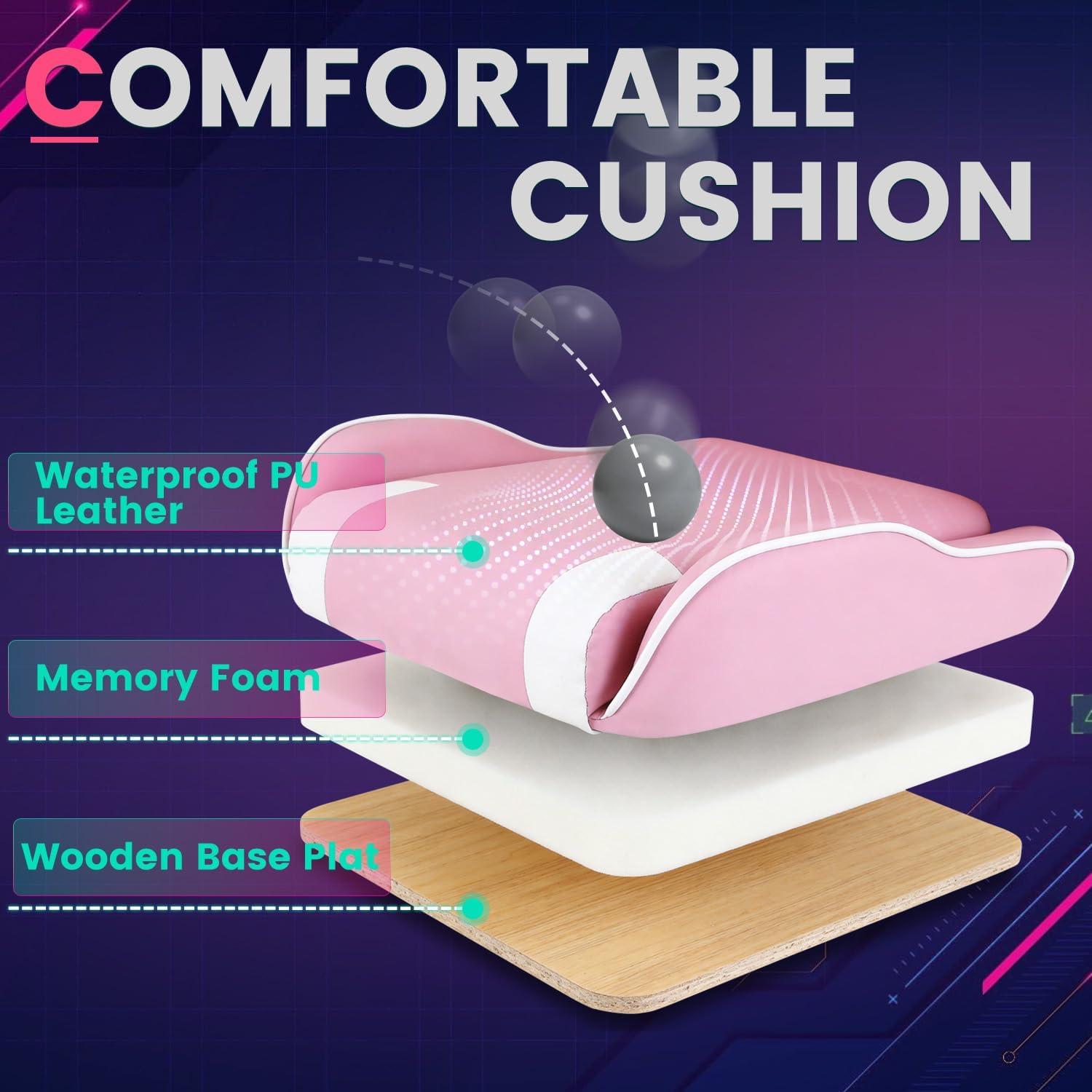 image:imageGaming Chair Office Chair Desk Chair with Footrest Lumbar Support Headrest Armrest Task Rolling Swivel Ergonomic ESports Adjustable PC Gamer Chair WhitePink