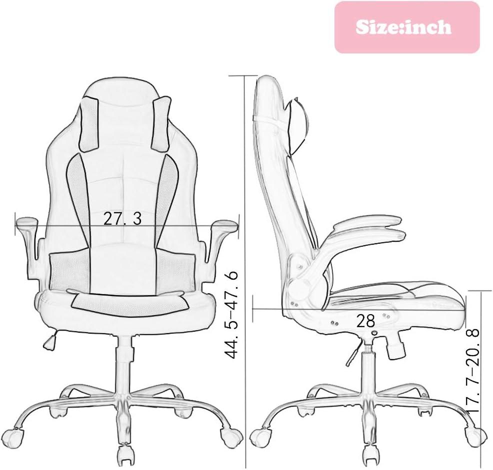 image:imageGaming Chair Office Chair Desk Chair with Footrest Lumbar Support Headrest Armrest Task Rolling Swivel Ergonomic ESports Adjustable PC Gamer Chair WhitePink