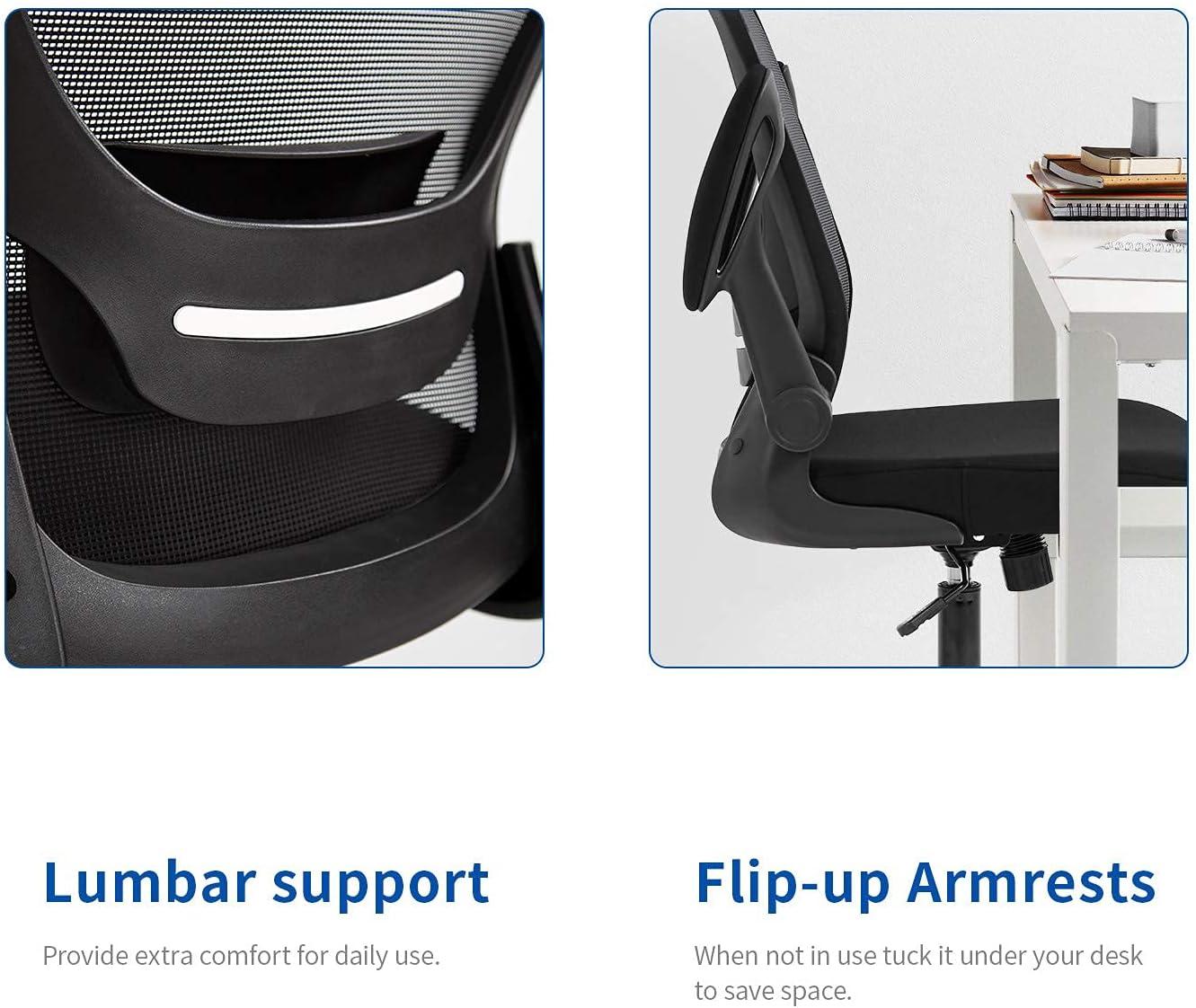 image:imageHome Office Chair Ergonomic Desk Chair Mesh Computer Chair Swivel Rolling Executive Task Chair with Lumbar Support Arms Mid Back Adjustable Chair for Men Adults BlackBlack