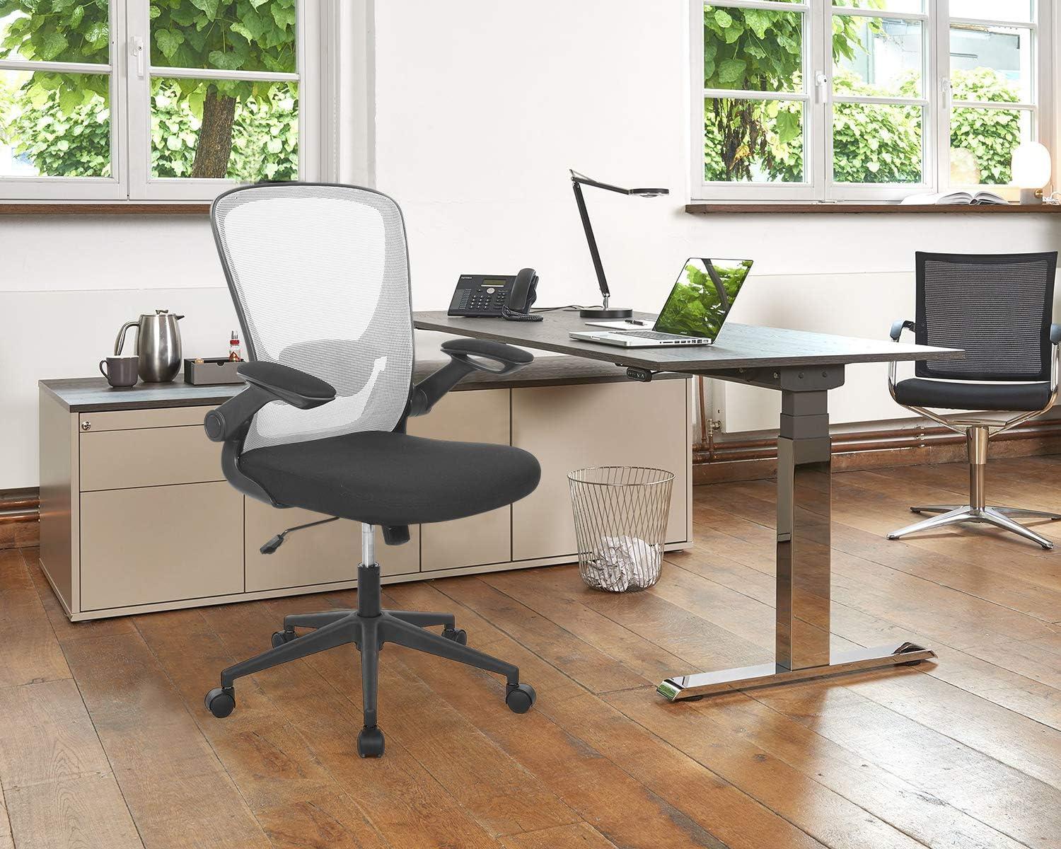 image:imageHome Office Chair Ergonomic Desk Chair Mesh Computer Chair Swivel Rolling Executive Task Chair with Lumbar Support Arms Mid Back Adjustable Chair for Men Adults BlackWhite