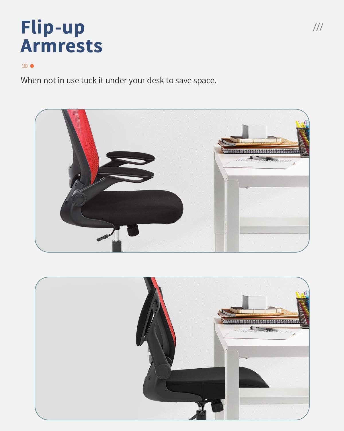 image:imageHome Office Chair Ergonomic Desk Chair Mesh Computer Chair Swivel Rolling Executive Task Chair with Lumbar Support Arms Mid Back Adjustable Chair for Men Adults BlackRed