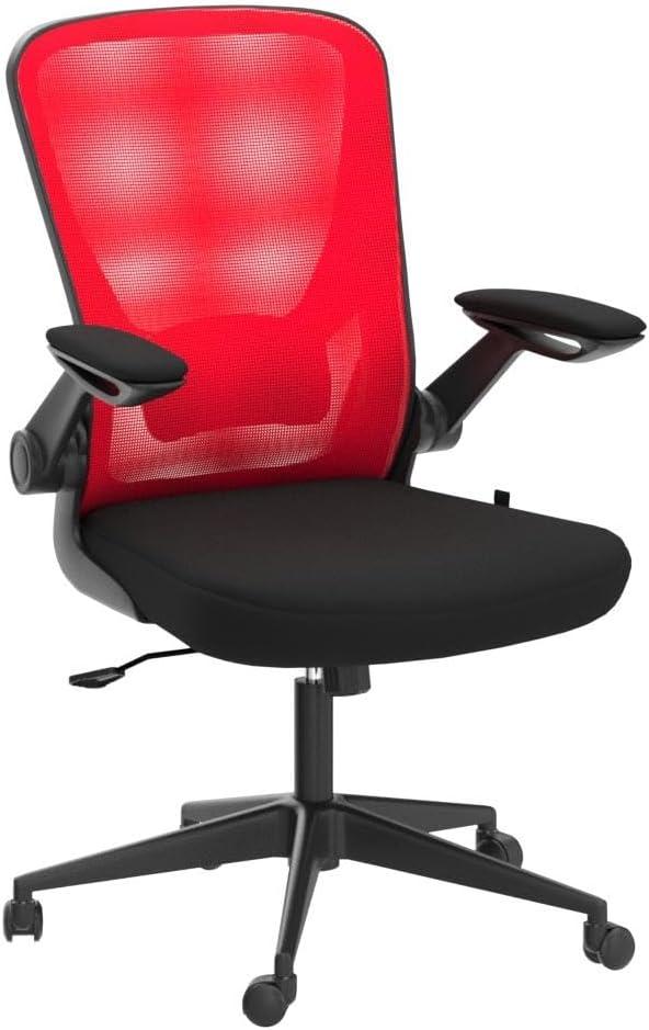 image:imageHome Office Chair Ergonomic Desk Chair Mesh Computer Chair Swivel Rolling Executive Task Chair with Lumbar Support Arms Mid Back Adjustable Chair for Men Adults BlackRed