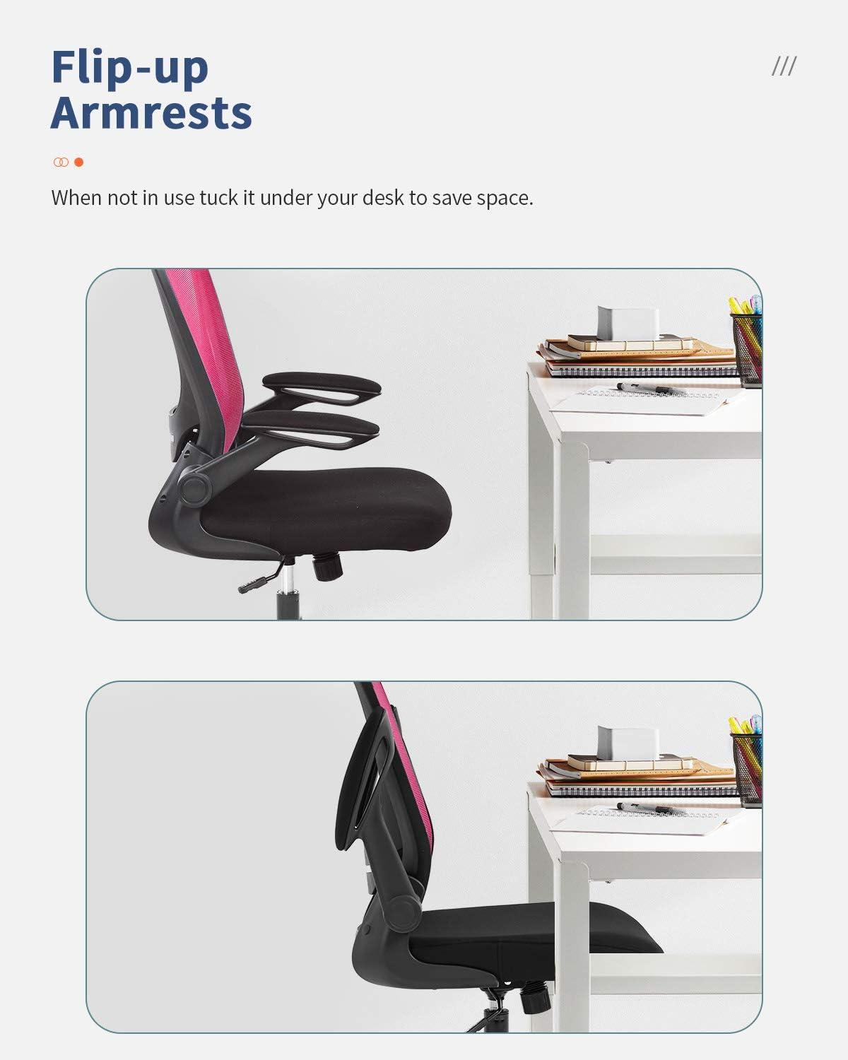 image:imageHome Office Chair Ergonomic Desk Chair Mesh Computer Chair Swivel Rolling Executive Task Chair with Lumbar Support Arms Mid Back Adjustable Chair for Men Adults BlackPink