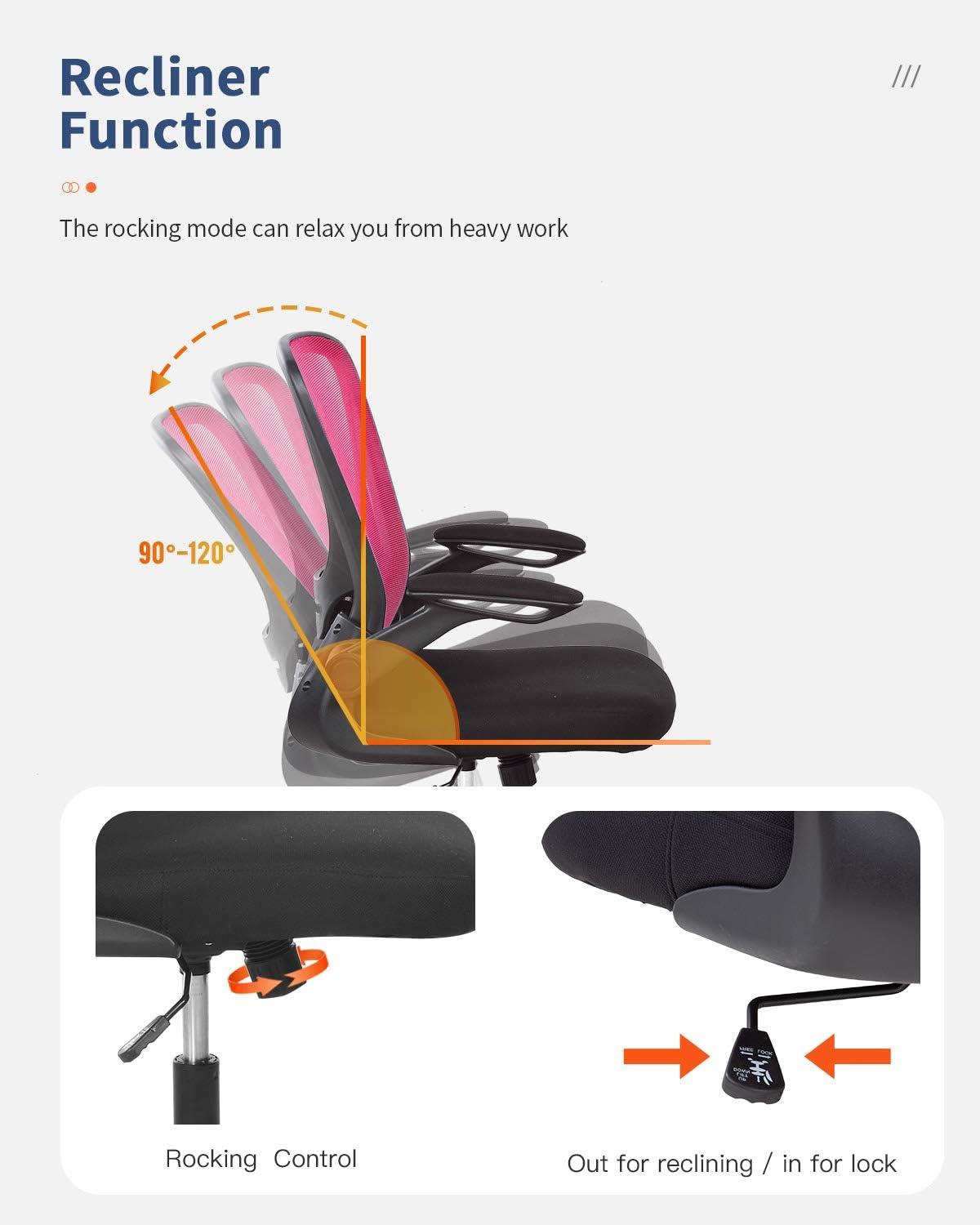 image:imageHome Office Chair Ergonomic Desk Chair Mesh Computer Chair Swivel Rolling Executive Task Chair with Lumbar Support Arms Mid Back Adjustable Chair for Men Adults BlackPink