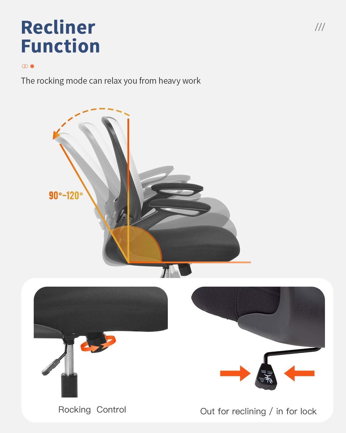 image:imageHome Office Chair Ergonomic Desk Chair Mesh Computer Chair Swivel Rolling Executive Task Chair with Lumbar Support Arms Mid Back Adjustable Chair for Men Adults BlackWhite
