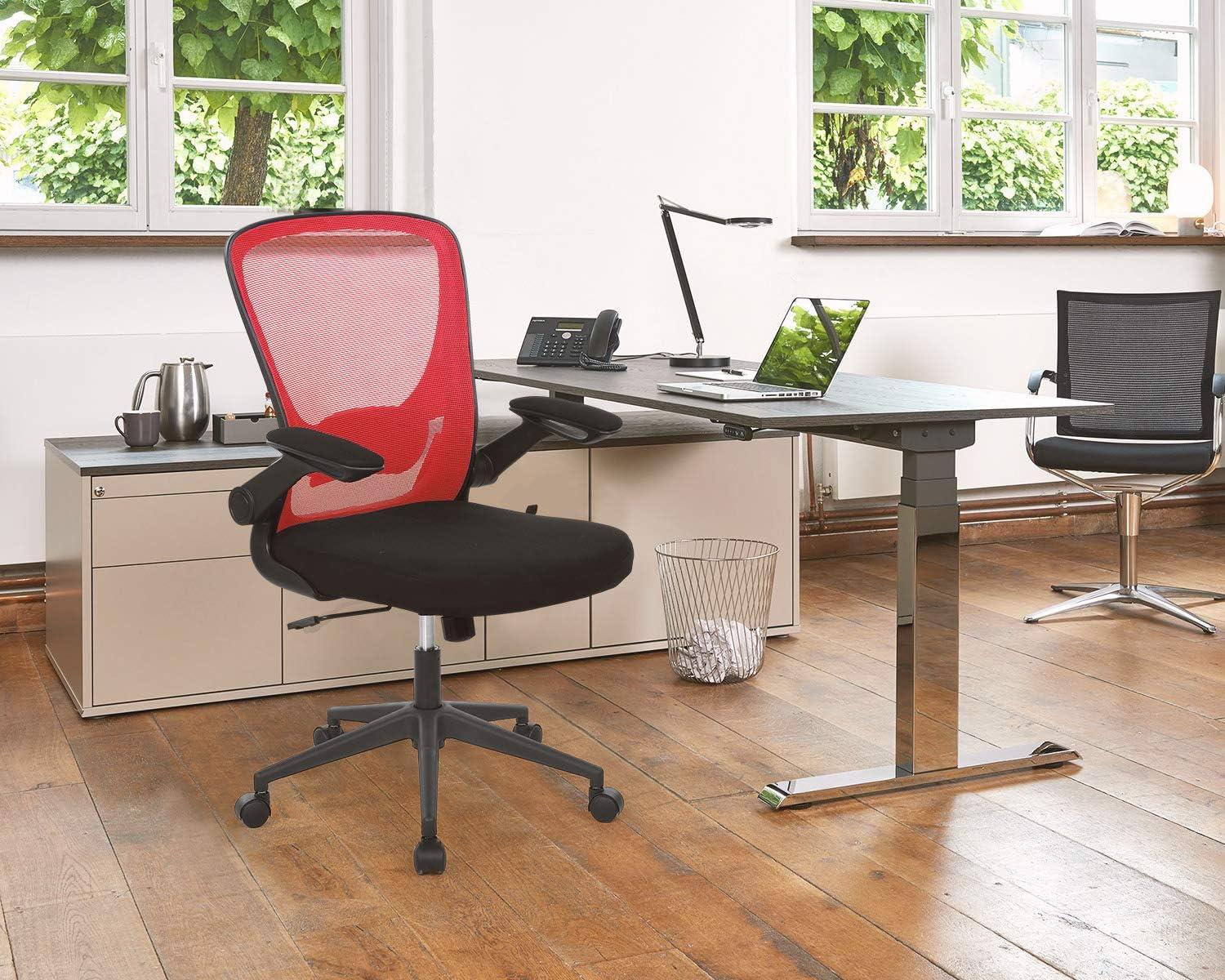 image:imageHome Office Chair Ergonomic Desk Chair Mesh Computer Chair Swivel Rolling Executive Task Chair with Lumbar Support Arms Mid Back Adjustable Chair for Men Adults BlackRed